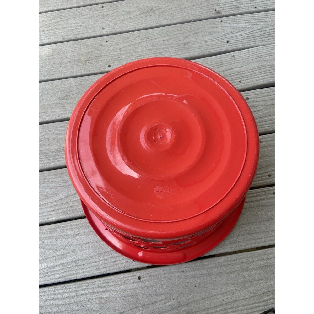 Vintage 90s Heart-Co Red Plastic Laundry Basket Retro Hearts Decor Storage Bin - Picture 6 of 10